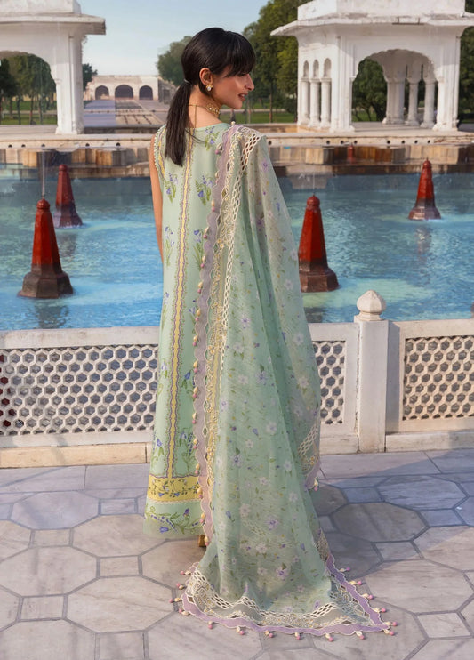 Flow By Crimson Unstitched Embroidered 3 Piece Suit Seafoam - D9 B (Seafoam)