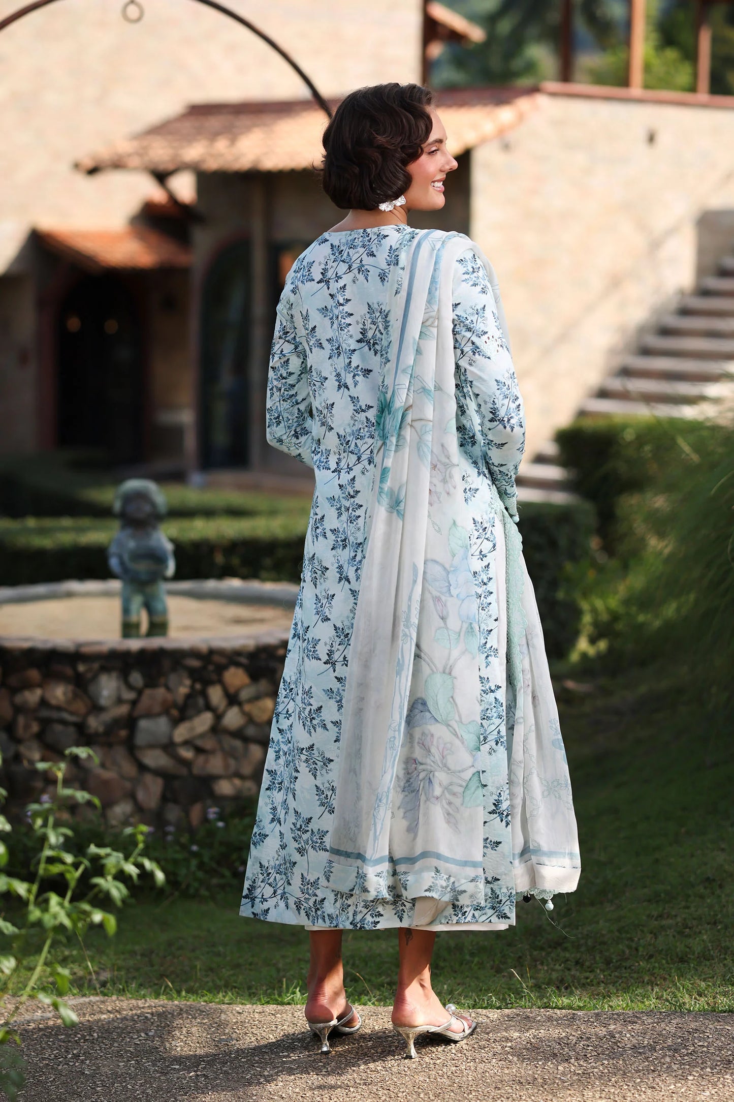 PrintKaari By Raaya Embroidered 3 Piece Stitched Suit (Celeste)