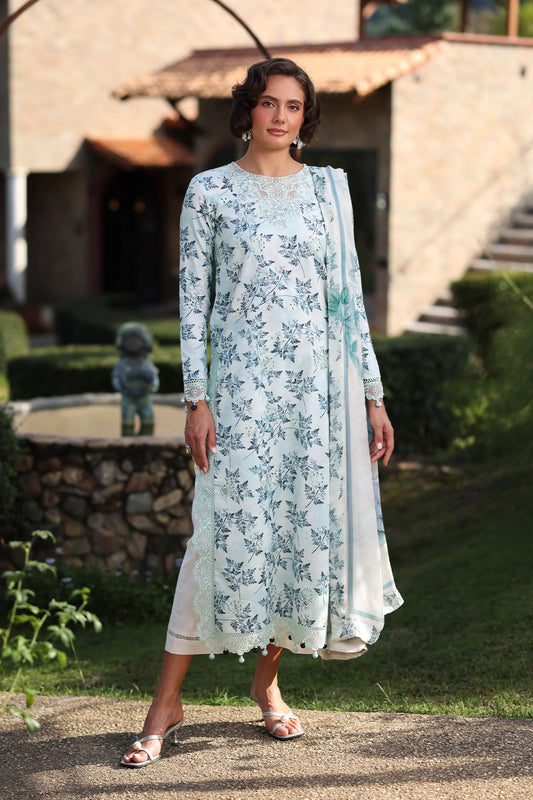 PrintKaari By Raaya Embroidered 3 Piece Stitched Suit (Celeste)