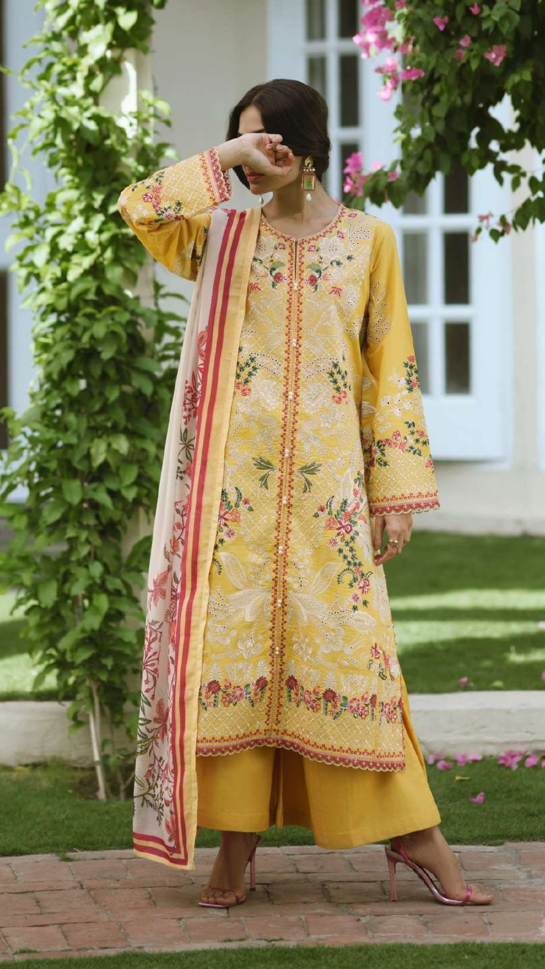 Sakoon by Casual Lite Volume 26 Embroidered Cotton Lawn Stitched 3 Piece Suit (The Yellow)