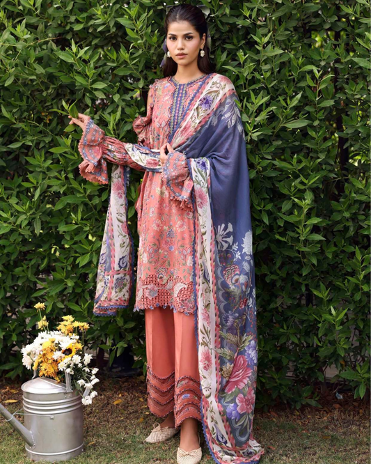 Elaf Belladore Prints Chiffon 26 Unstitched Premium 3 Piece Suit (EPA-3B)