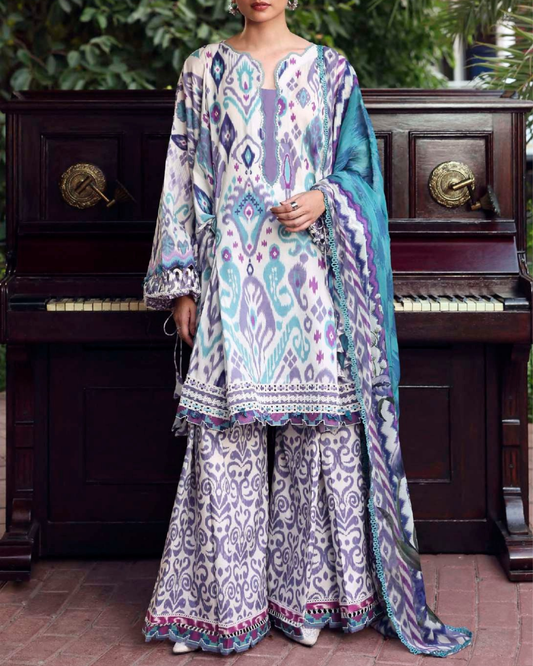 Elaf Belladore Prints Chiffon 26 Unstitched Premium 3 Piece Suit (EPA-2A)