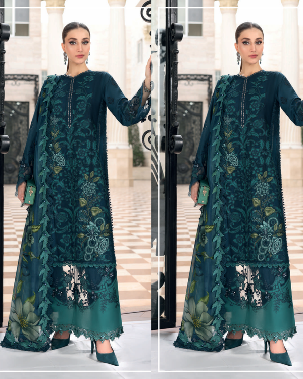 Maria.B 3 Piece Unstitched Embroidered Jacquard Lawn Suit (D-6)