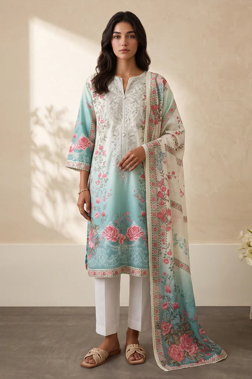 Zellbury Embroidered Kurta Dupatta Trouser 3-Piece Stitched Suit (2969)