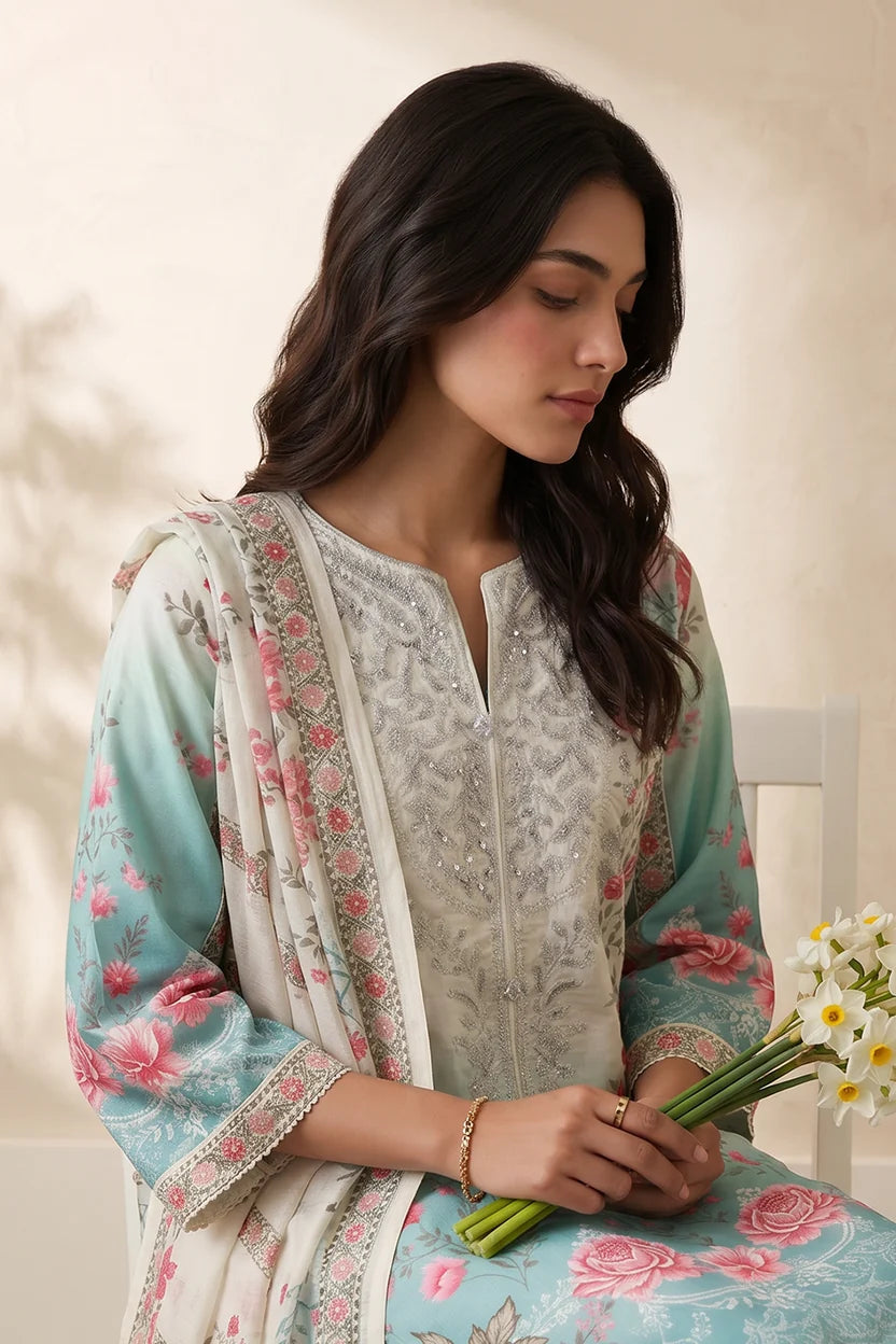 Zellbury Embroidered Kurta Dupatta Trouser 3-Piece Stitched Suit (2969)