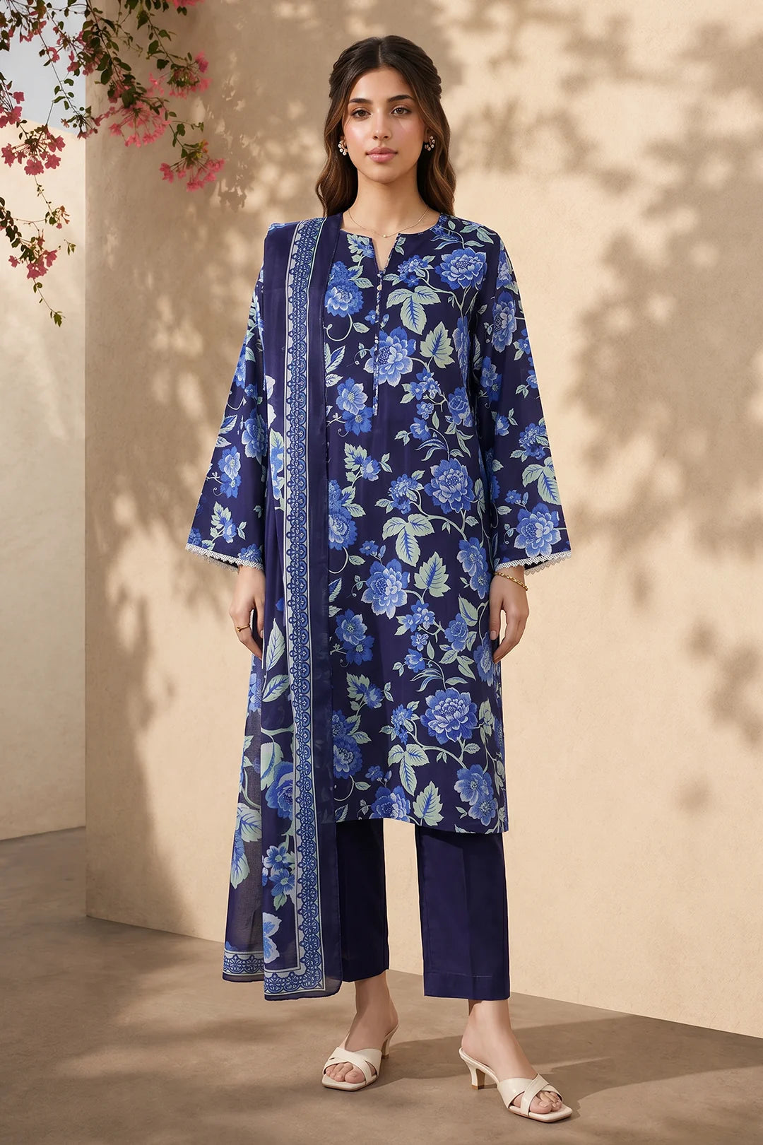 Zellbury Embroidered Kurta Dupatta Trouser 3-Piece Stitched Suit (2455)