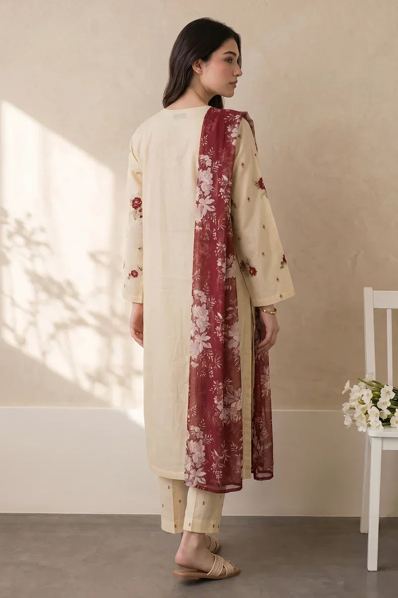 Zellbury Embroidered Kurta Dupatta Trouser 3-Piece Stitched Suit (3220)