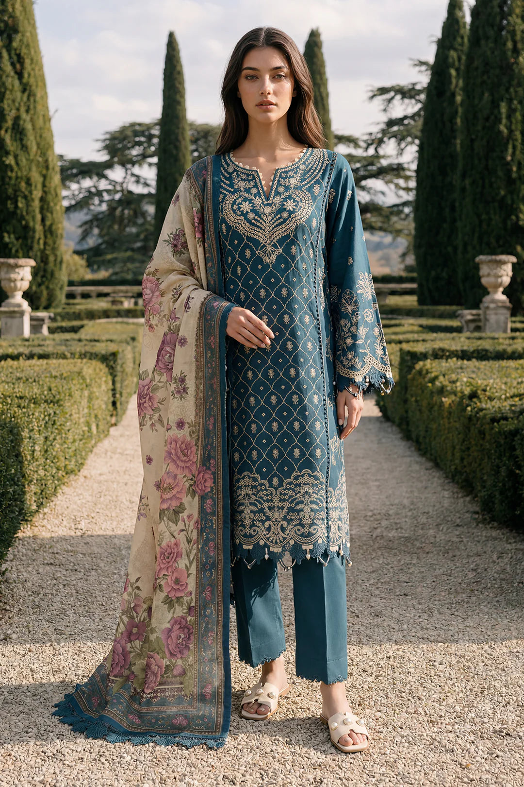 Zellbury Chikankari Embroidered Unstitched 3 Piece Suit (4061)