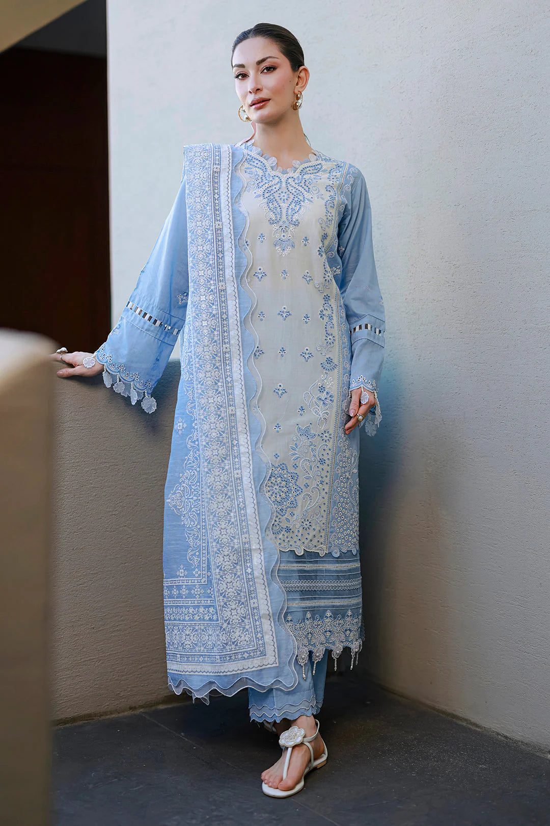 Zellbury Chikankari Embroidered Unstitched 3 Piece Suit (4066)