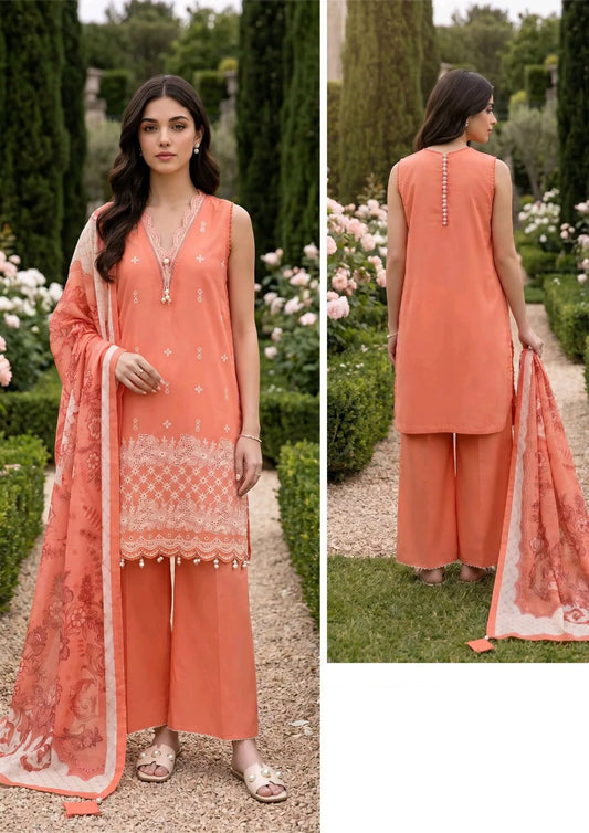 Zellbury Chikankari Embroidered Stitched 3 Piece Suit (4069)