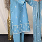 Amna Khurram Lawn 3-Piece Embroidered Suit with Chiffon Dupatta B01 - Ready to Wear