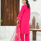Amna Khuram – Deep Pink (D. Pink) JAL Embroidery Neck Cotton Lawn 3PC Stitched