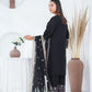 Amna Khuram – BLACK Embroidered 3PC Cotton Lawn Stitched Outfit