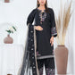 Amna Khuram – BLACK Embroidered 3PC Cotton Lawn Stitched Outfit