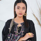 Amna Khuram – BLACK Embroidered 3PC Cotton Lawn Stitched Outfit