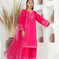 Amna Khuram – PINK Embroidered 3PC Cotton Lawn Stitched Outfit