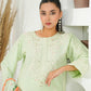 Amna Khuram – MINT Cut Dana Emb Neck 3PC Cotton Lawn Stitched Suit