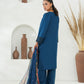Amna Khuram – BLUE Cut Dana Emb Neck 3PC Cotton Lawn Stitched Suit