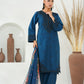 Amna Khuram – BLUE Cut Dana Emb Neck 3PC Cotton Lawn Stitched Suit