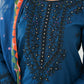 Amna Khuram – BLUE Cut Dana Emb Neck 3PC Cotton Lawn Stitched Suit
