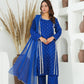 Blue Embellished Shirt with Plain Cotton Silk  – 3PC Stitched Suit