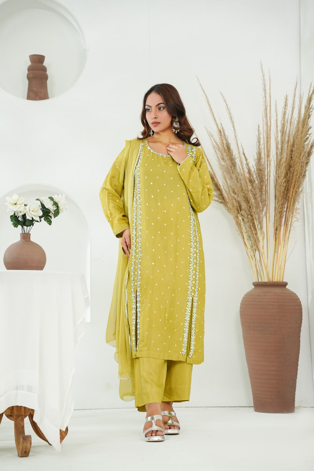 Dhani Embellished  Cotton Silk   – 3PC Stitched Suit