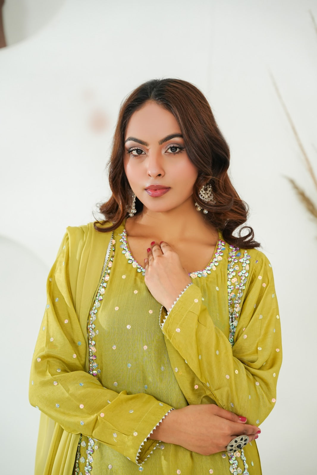 Dhani Embellished  Cotton Silk   – 3PC Stitched Suit