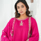Pink Embroidered INDIAN RAW SILK – 3PC Stitched Suit