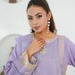 Lilac Embroidered INDIAN RAW SILK – 3PC Stitched Suit
