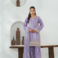 Lilac Embroidered INDIAN RAW SILK – 3PC Stitched Suit