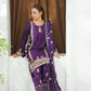 Purple Embroidered INDIAN RAW SILK – 3PC Stitched Suit
