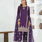 Purple Embroidered INDIAN RAW SILK – 3PC Stitched Suit