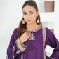 Purple Embroidered INDIAN RAW SILK – 3PC Stitched Suit