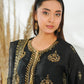 Black Embroidered INDIAN RAWSILK – 3PC Stitched Suit