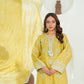 Mustard Embroidered INDIAN RAW SILK – 3PC Stitched Suit