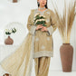 Camel Embroidered INDIAN RAWSILK – 3PC Stitched Suit