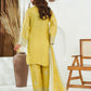Mustard Embroidered INDIAN RAW SILK – 3PC Stitched Suit