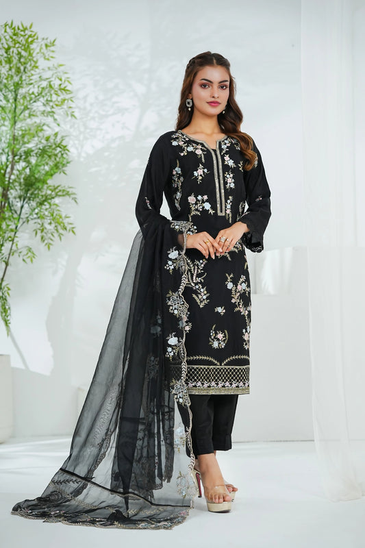 Luxury Cotton Silk Full Embroidered 3PC Suit (Stitched)