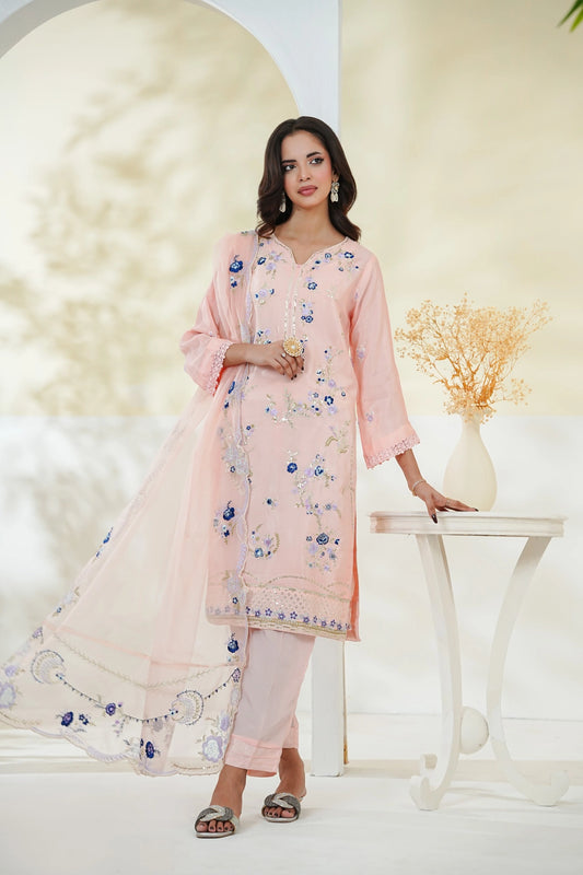 Luxury Cotton Silk Full Embroidered 3PC Suit (stitched)