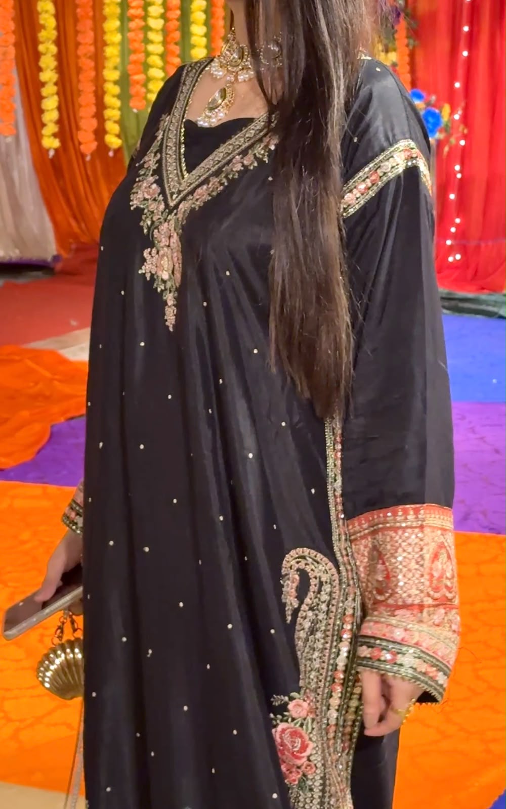 Amna Khurram Silk Embroidered Kaftan Stitched 3 Piece Suit