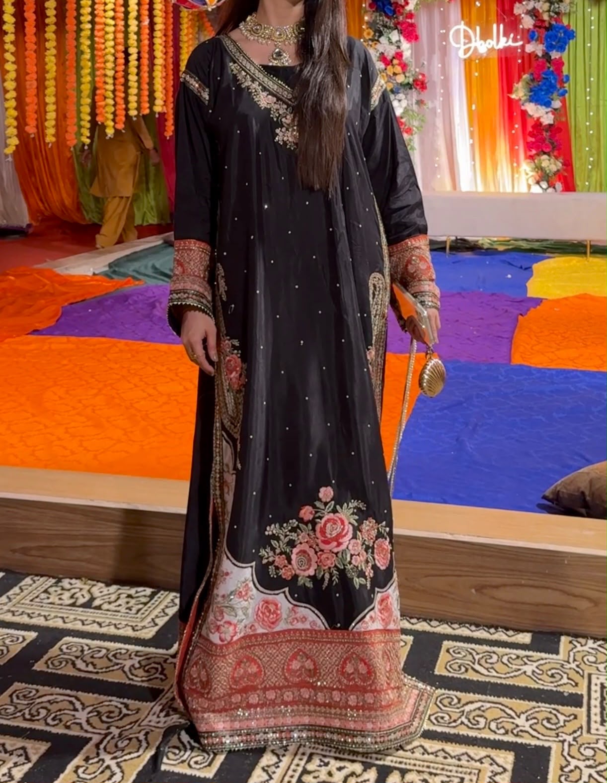 Amna Khurram Silk Embroidered Kaftan Stitched 3 Piece Suit
