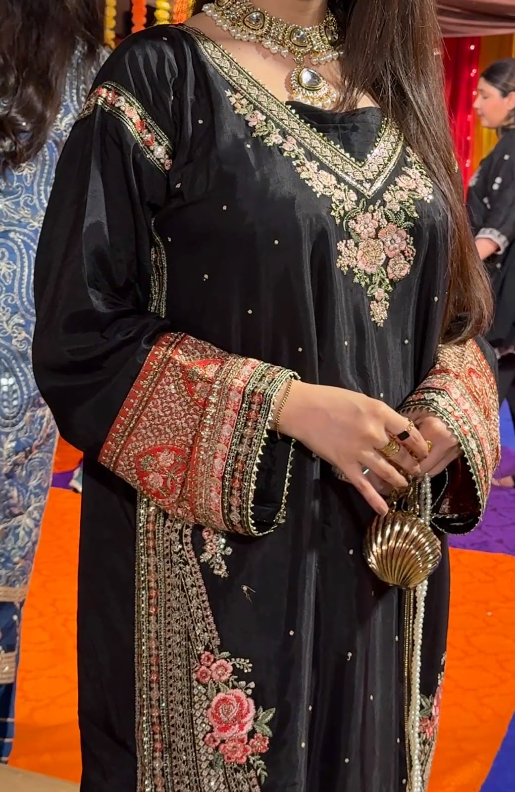 Amna Khurram Silk Embroidered Kaftan Stitched 3 Piece Suit
