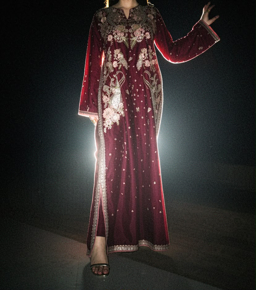 Amna Khurram Premium Raw Silk Kaftan Stitched 2 Piece Suit