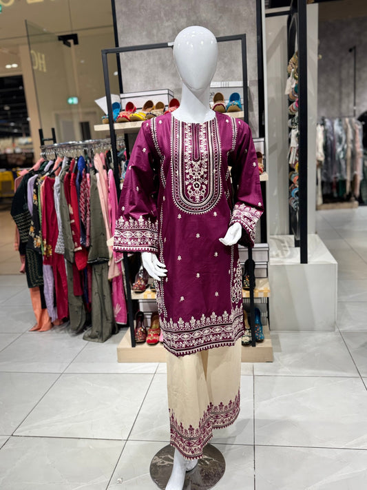 Bin Ishaq Embroidered Lawn Stitched 2 Piece Suit