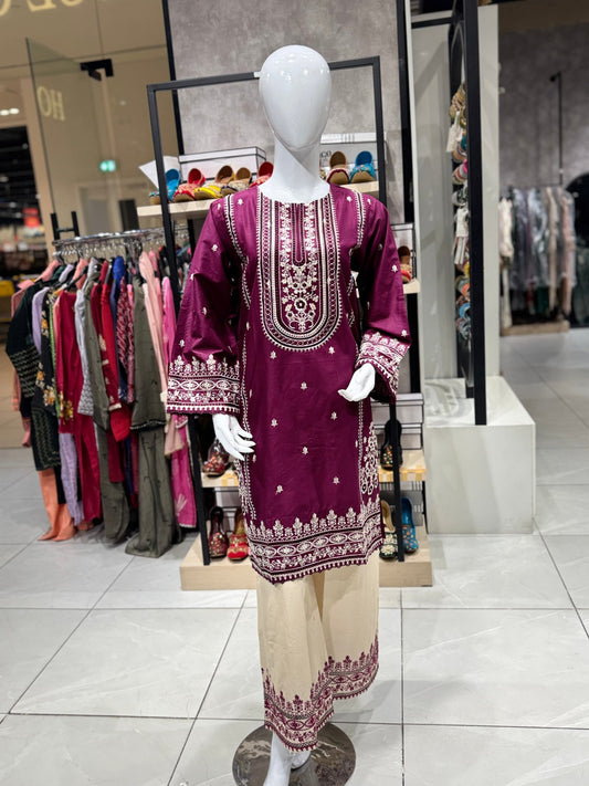 Bin Ishaq Embroidered Lawn Stitched 2 Piece Suit