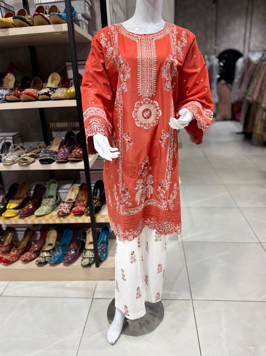 Bin Ishaq Embroidered Lawn Stitched 2 Piece Suit
