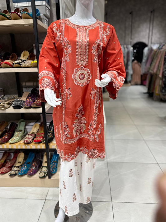 Bin Ishaq Embroidered Lawn Stitched 2 Piece Suit
