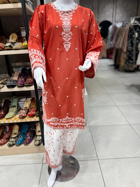 Bin Ishaq Embroidered Lawn Stitched 2 Piece Suit