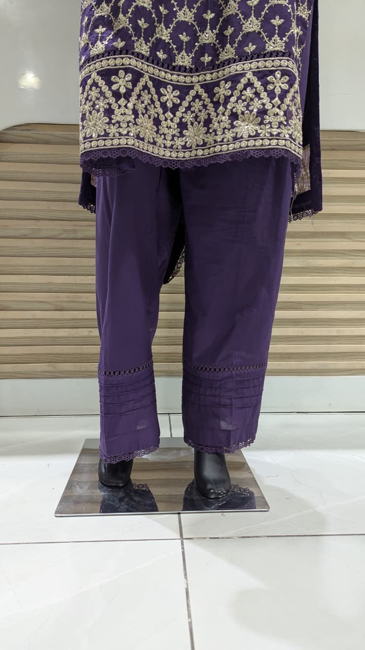 GABA Embroidered 3-Piece Stitched Suit with Chiffon Dupatta (01)