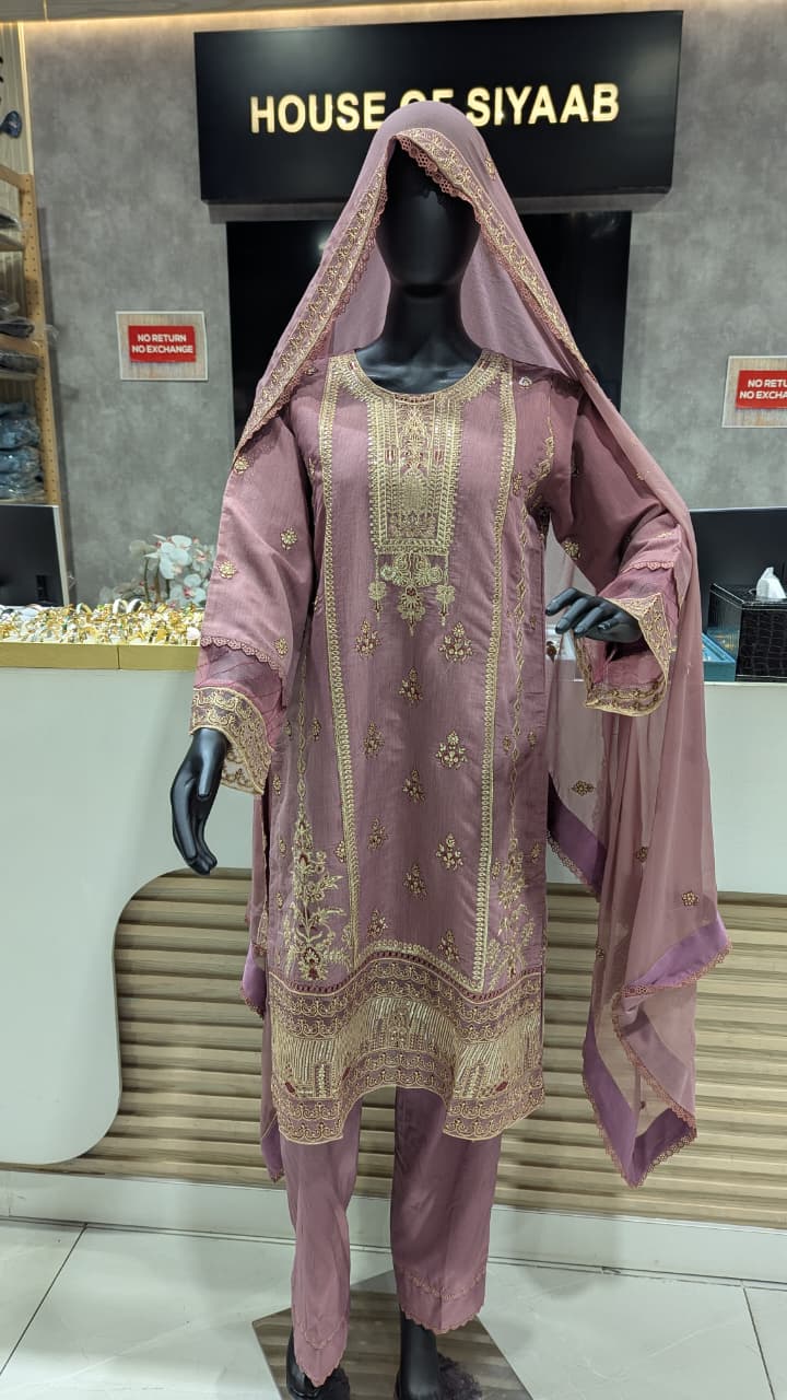 GABA Embroidered 3-Piece Stitched Suit with Chiffon Dupatta (03)